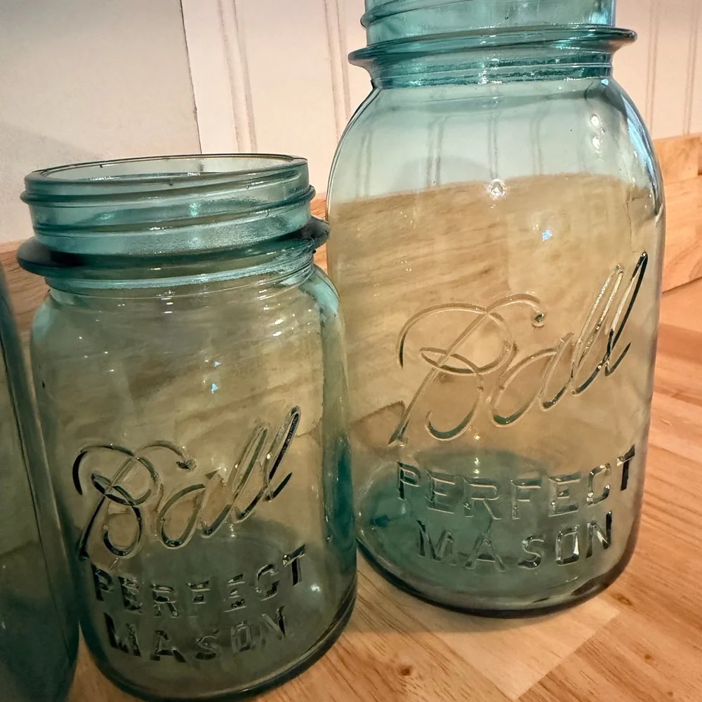 Vintage Aqua Mason Jars - Set of 4